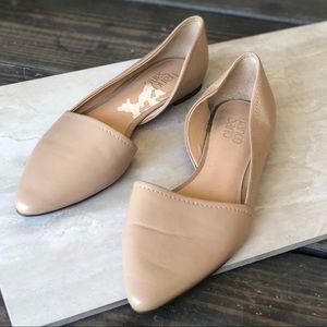 Franco Sarto Nude Leather Pointed Toe Flats